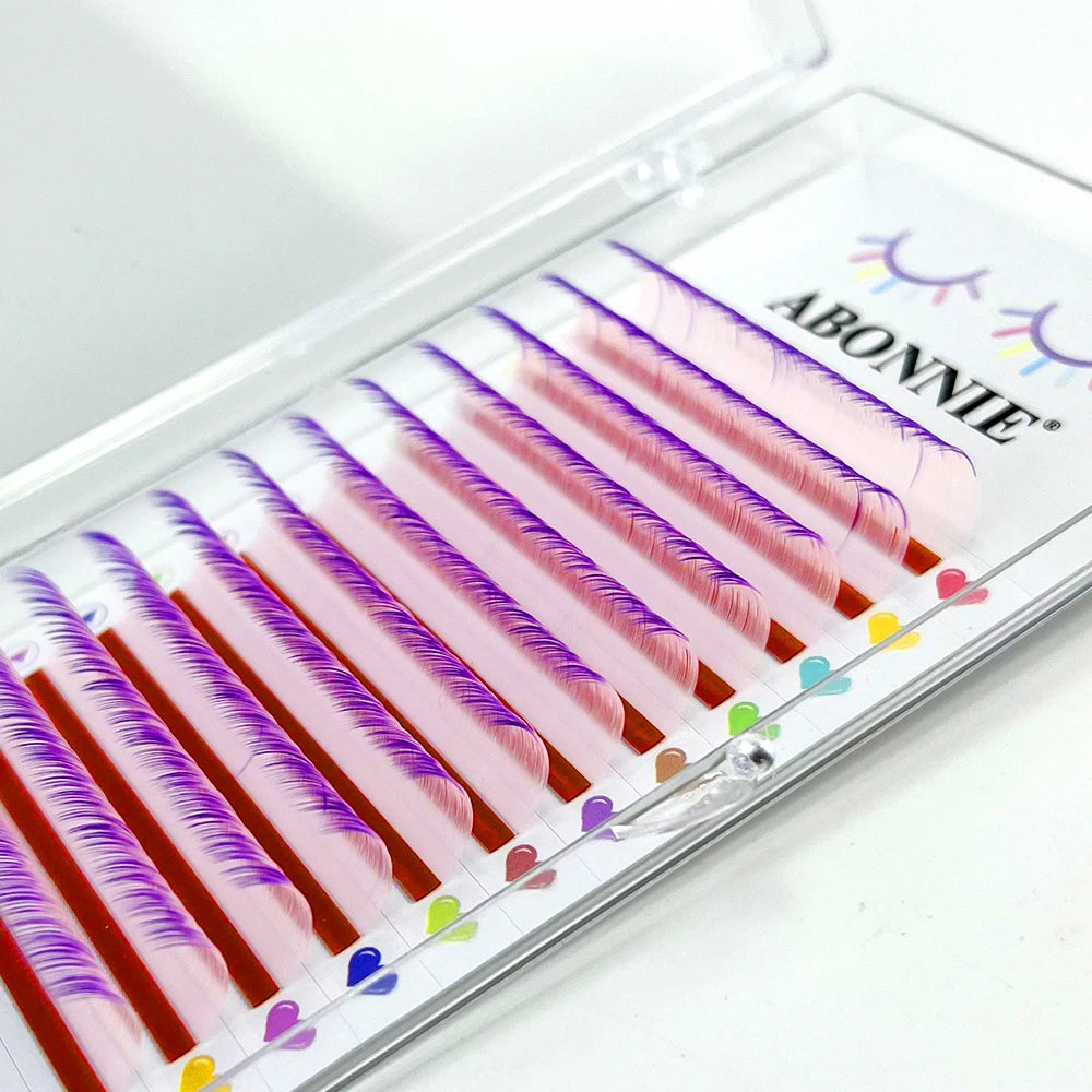 ABONNIE Ombre Colored Classic Volume Eyelash Extensions Handmade Fluffy Colored Lashes Volume Supplies