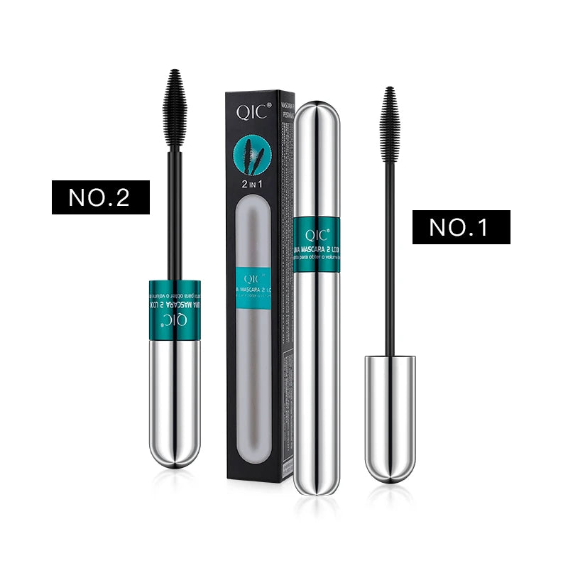 2 In 1 Dual Effect Black Waterproof Mascara 4D Lash Lengthening Thickening Curling Eye Makeup Cosmetics