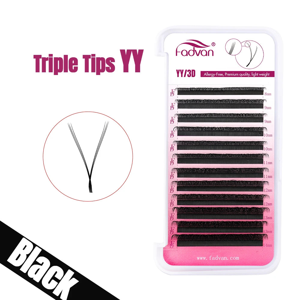 FADVAN YY/SYY Shape L/LU(M)/C/D/DD Brown Eyelashes Extension Soft Premium False Lashes Individual Makeup Black Crisscross Beauty