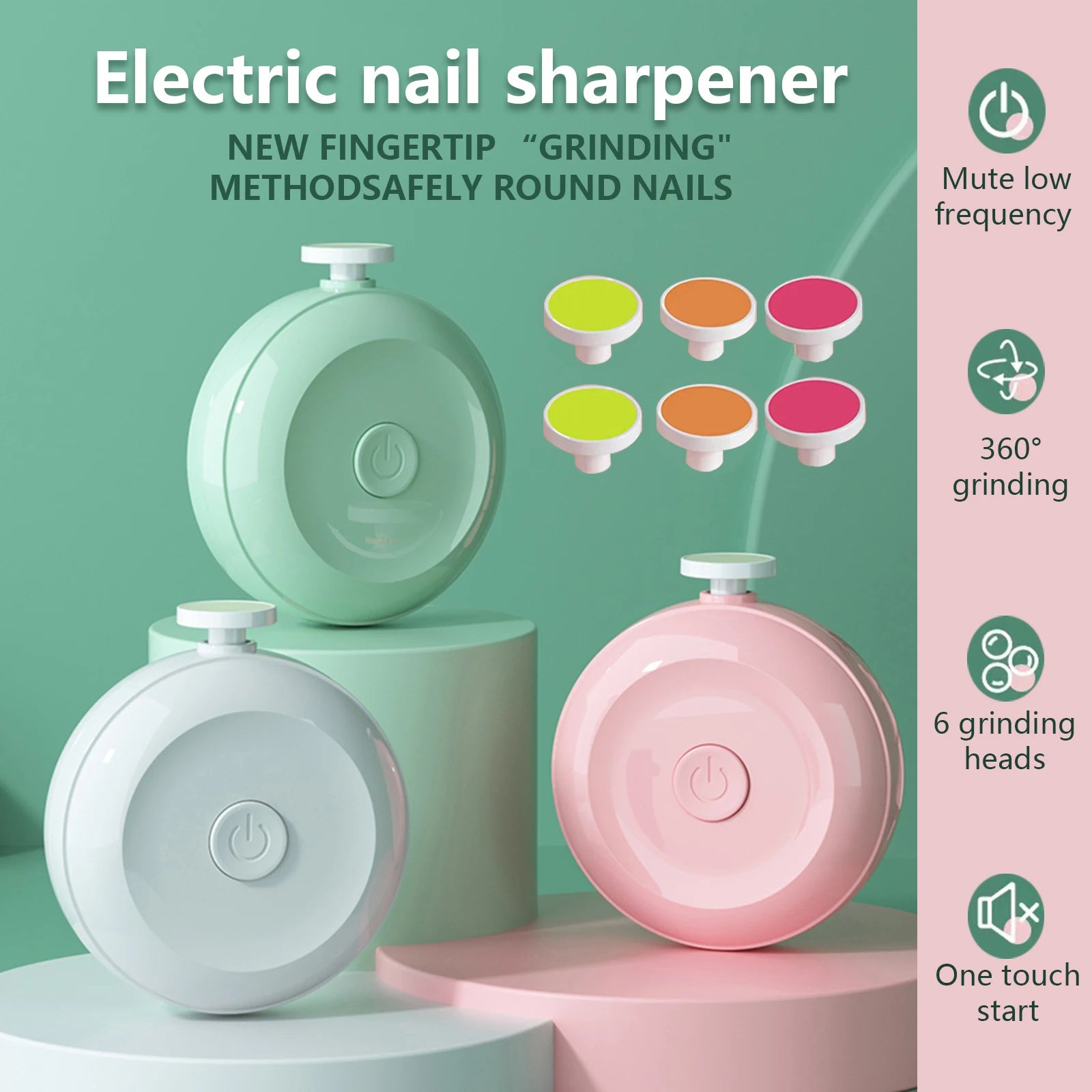 Baby Nail Trimmer Electric Baby Nail Clippers Safe Baby Nail File Kit with 3/6 Replacement Pads Trim Polish Grooming Kit