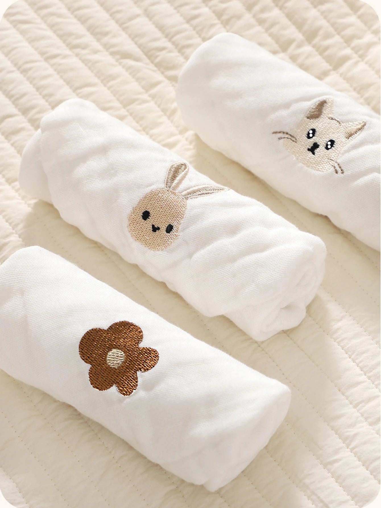 2/3/5pcs Baby Towels Toddler Soft Washcloth Burp Cloth 6 Layer Cotton Embroidery Hand Face Wipes Newborn Bib Kids Handkerchief