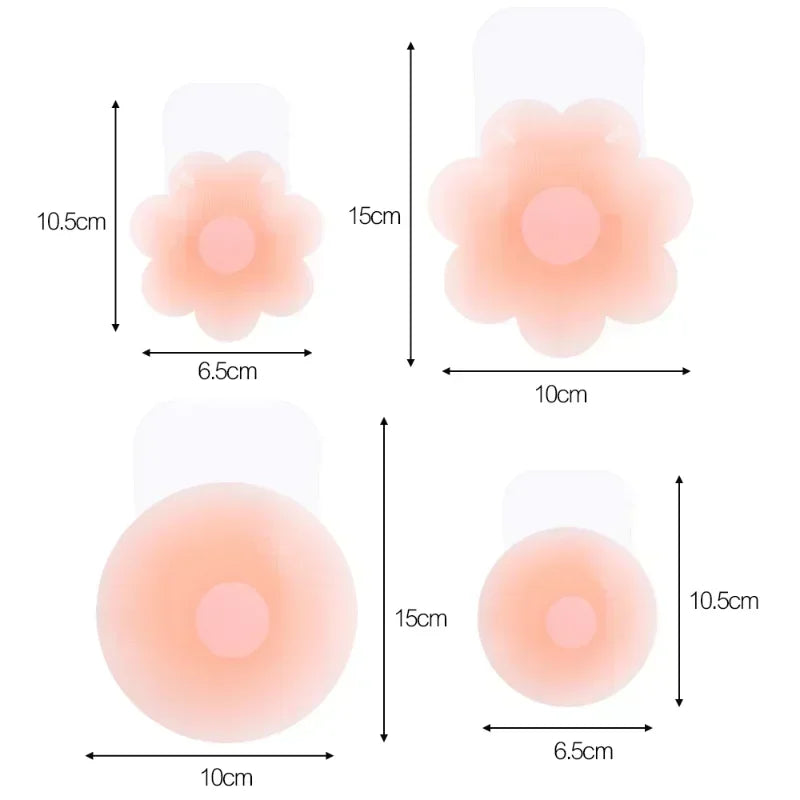 Reusable Women Breast Petals Lift Silicone Nipple Cover Invisible Petal Adhesive Strapless Backless Stick on Bra Breast Stickers