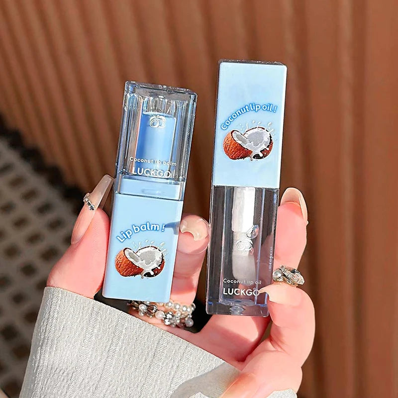 Honey Coconut Hydrating Lip Balm and Lip Oil Set Gege Bear Light Moisturizing Soothing and Tender Lips for Winter Use