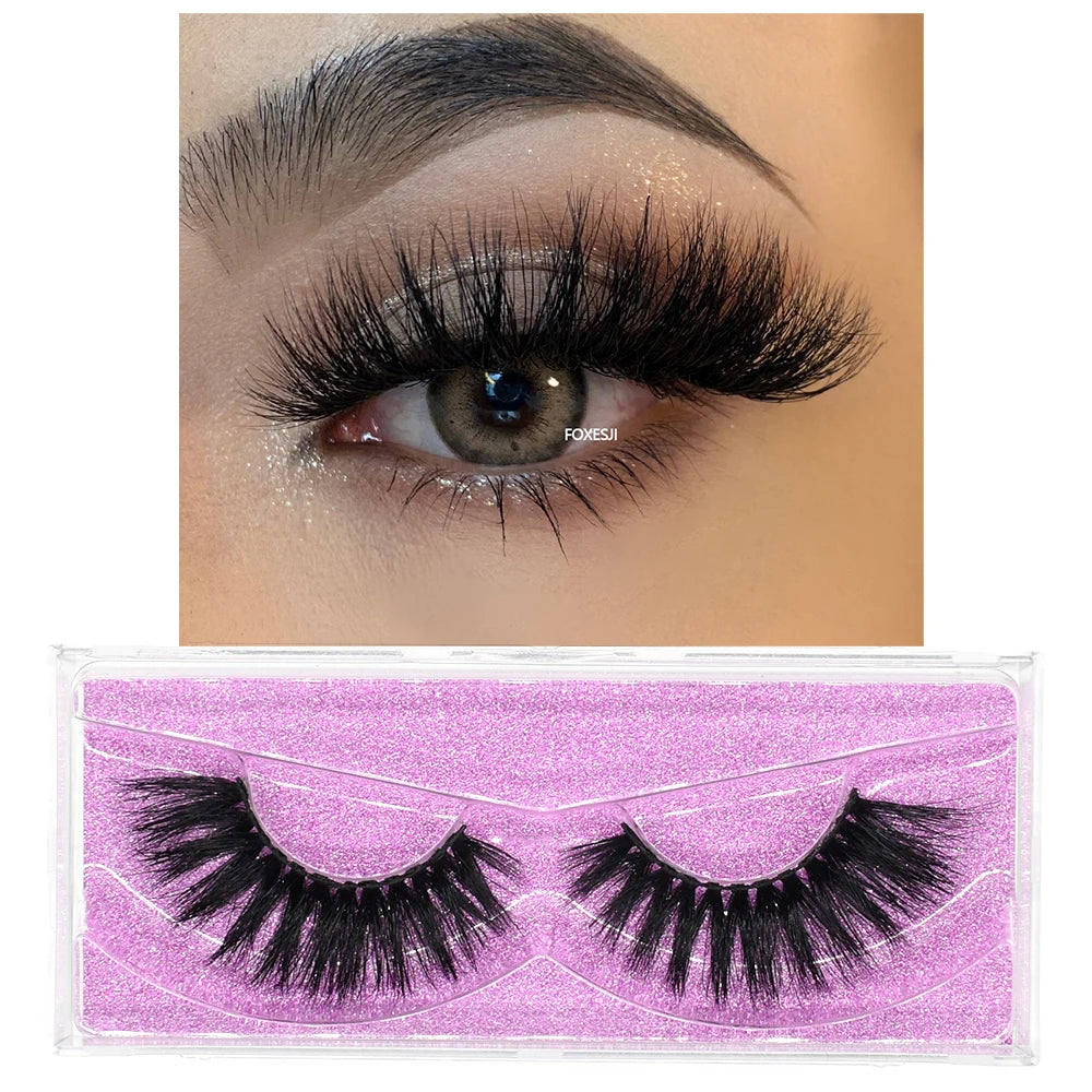 FOXESJI Makeup Eyelashes 3D Mink Lashes Natural Long Lasting Wispy Soft Eyelash Extension Fluffy Eye Lashes Mink False Eyelashes