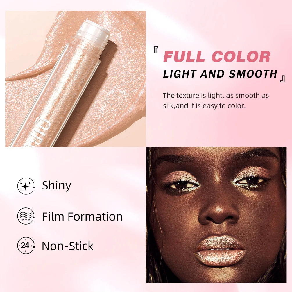 QIBEST Glitter Diamond Liquid Lipstick Waterproof Long Lasting Pearl Shiny Lip Gloss Metal Charming Women Lip Makeup 6 Colors