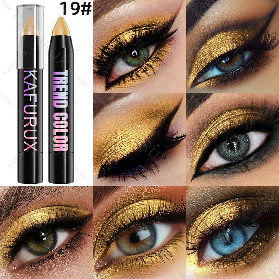 1PC Metallic Glitter Eyeshadow Pencil Waterproof Pearlescent Nude Eye Shadow Green Blue Brown Makeup Gift Eye Pen Cosemtic