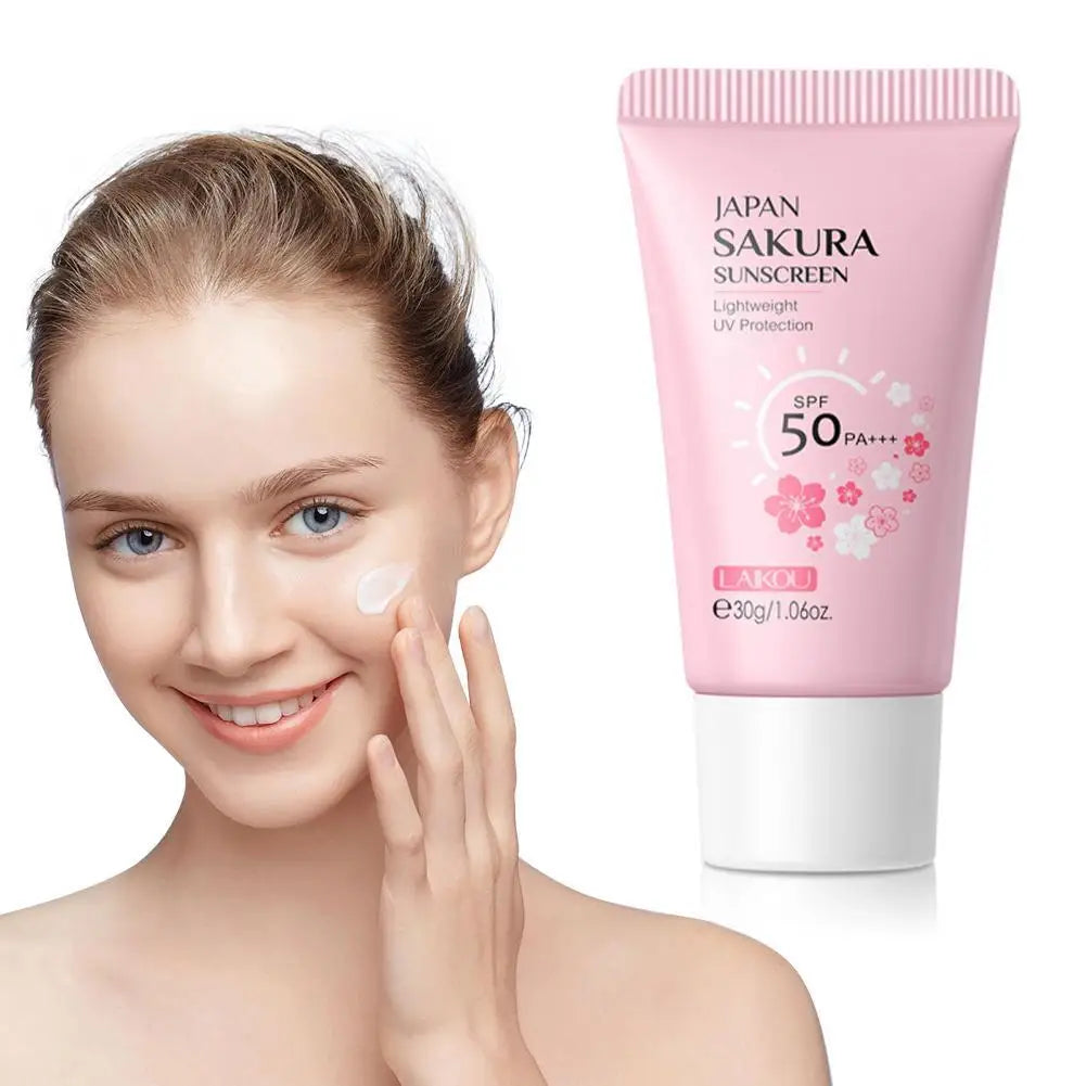 LAIKOU Japan Sakura Sunscreen SPF 50+ Brightening Sunblock Cream Face Body Moisturizing Isolating UV Protector 30g