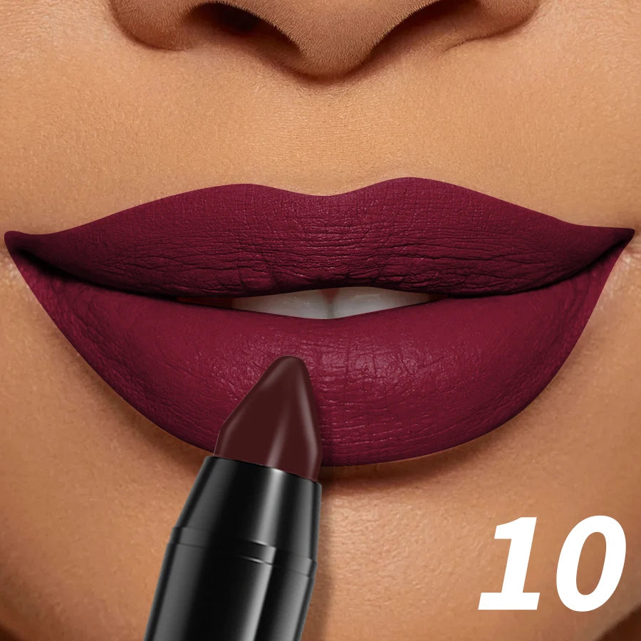 15-Color Velvet Matte Lipstick Pencil Waterproof  Red Brown Pink Long Lasting Lip Stick Korean Makeup Lip Tint Cosmetic Lipgloss