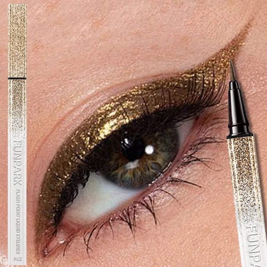 1PC Flash Liquid Eyeliner Pen Durable Shiny Waterproof Colored Liquid Eyeliner Eye Korean Makeup for Women Gift Brown Cosmetics