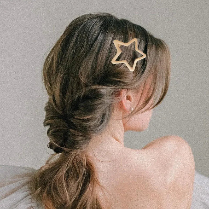 5Pcs Large Star Clips Hair For Girls Non-Slip Star Hair Accessories Hairpins Cute Colorful Snap Clips Lovely Metal Hair Barrette
