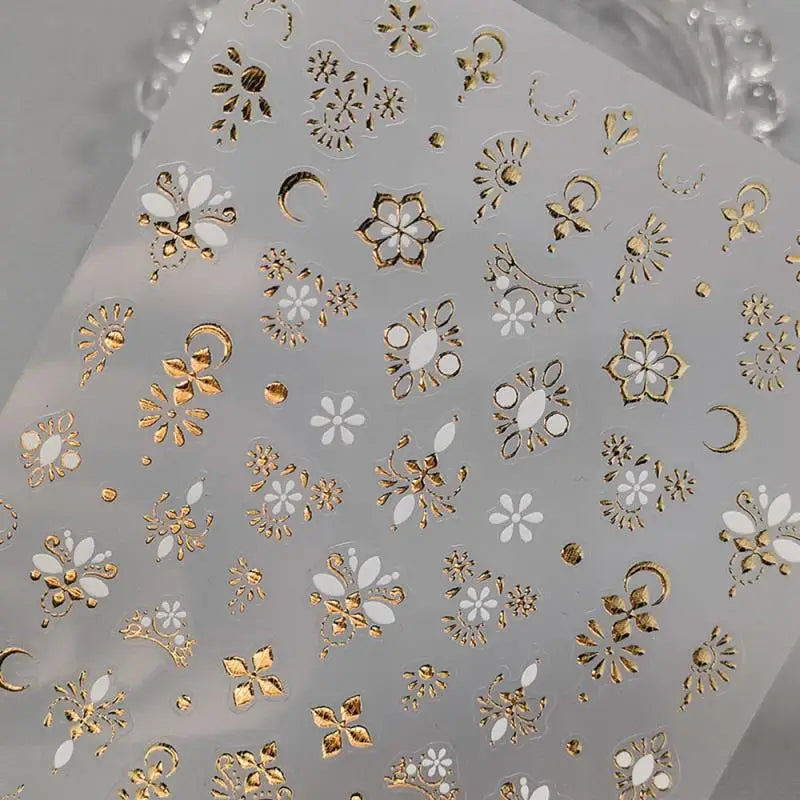 Gold Silver Snake Stars Nail Stickers for Nail Decoation Decals 5D Self-Adhesive Bronzing Stars Moon Totem DIY Supplies Slider