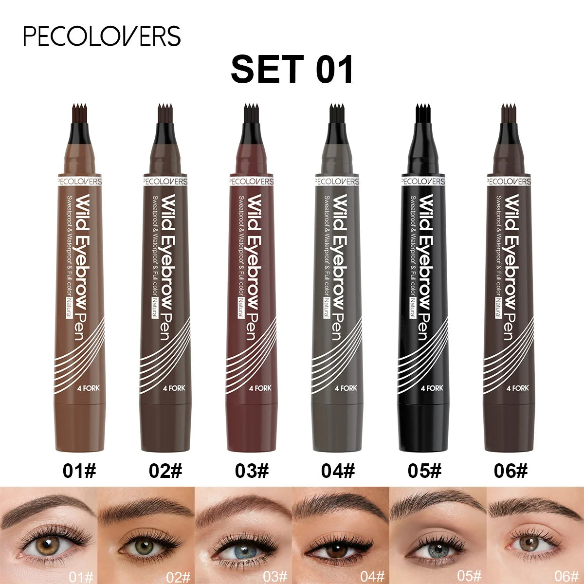 6PCS/SET Non Smudge Eyebrow Drawing Pen Set,Waterproof,Long-Lasting,Soft Balanced Color Payoff,Free Hand Easy Operation,Multiple Shade Selection,Liquid Brow Definer Collection Suitable For Daily Basic Eyebrow Styling Needs