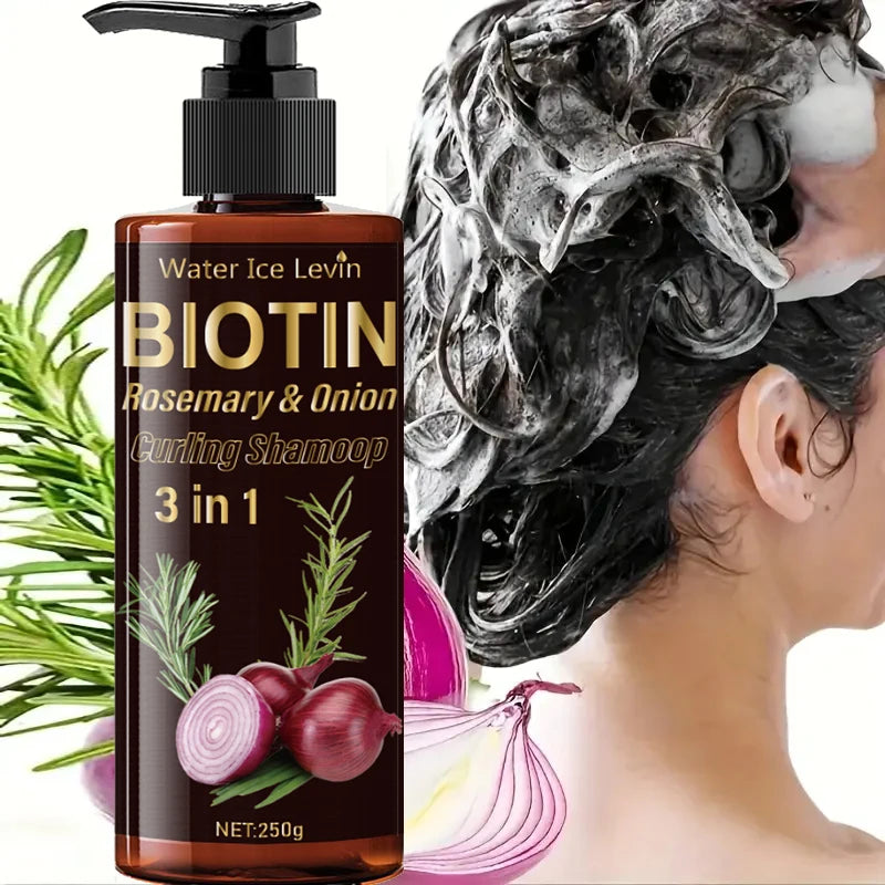 Biotin Shampoo 3-in-1, Moisturizing and Rich in Onion Extract Foam, Hydrates and Adds Shine for 72 Hours, Gently Massages and Cleanses for Hair That Is Fluffy and Smooth
