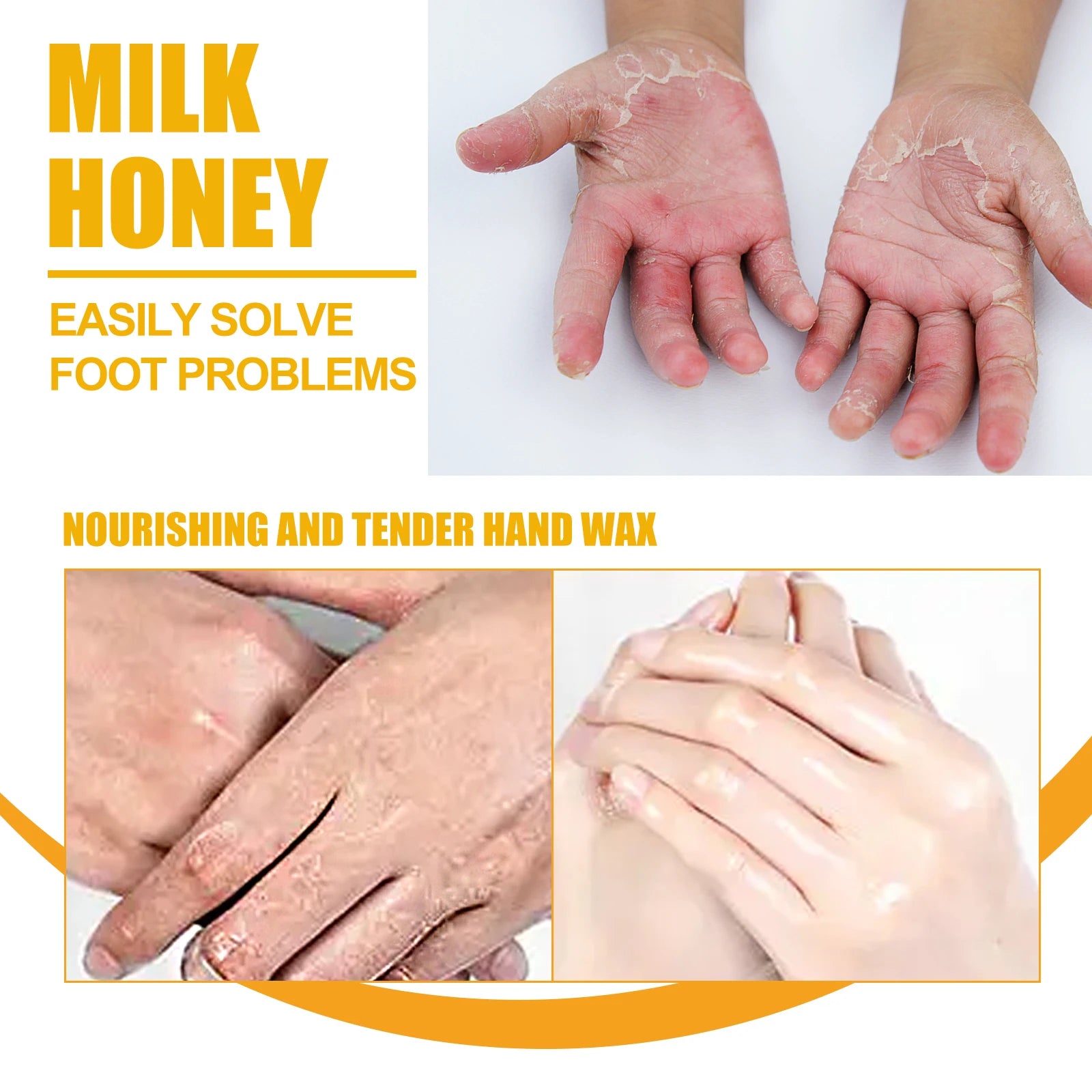 Milk Honey Hand Wax Brightening Moisturizing Repair Exfoliating Peel Off Mask Dead Skin Removal for Soft Smooth Hands Care