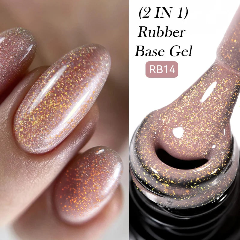 LILYCUTE Nude Crystal Rubber Base Gel Nail Polish Natural Color Semi Permanent UV Gel Soak Off Self Leveling Nail Gel Varnishes