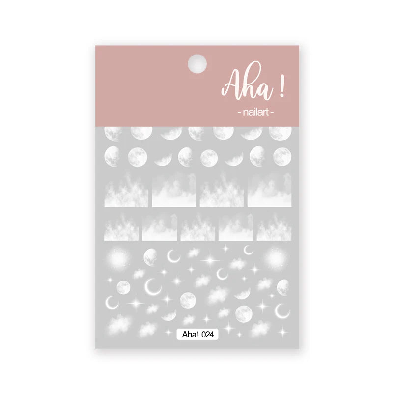 1pc Cute White Cloud Nail Stickers Ultra Thin Nail Art Stickers Self Adhesive Decals Star Moon/Flower/Clouds Kawaii Nail Decals