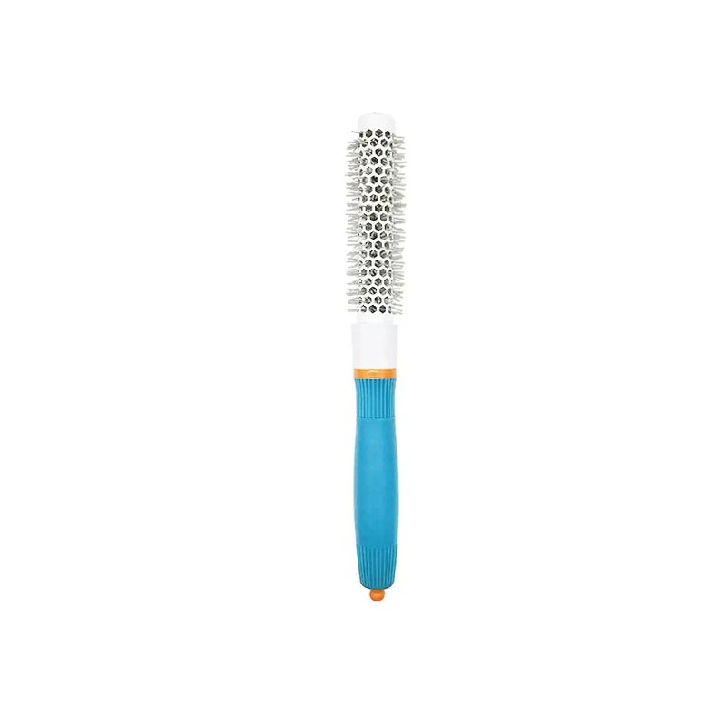 Professional Salon Hair Brush & Comb Set - Round Curly Hair Styling Tool with Rollers, Blue
