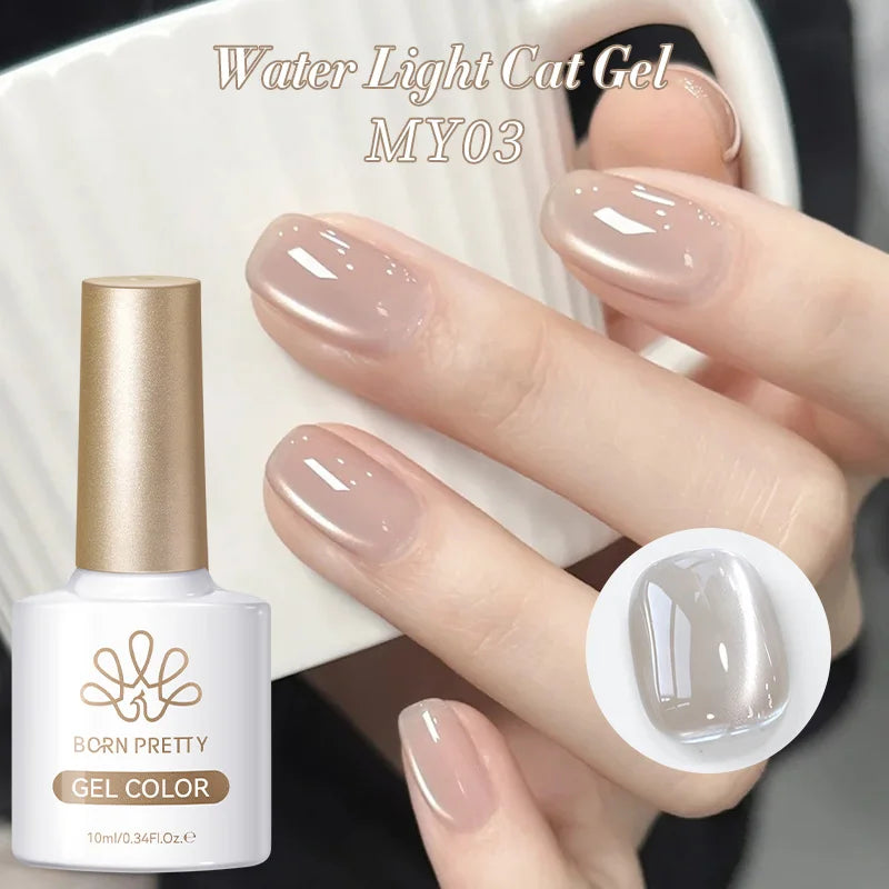BORN PRETTY 10ml Autumn Gold Pink Glitter Cat Magnetic Gel Nail Polish Jelly Pink Semi Permanent Soak Off UV LED Varnish