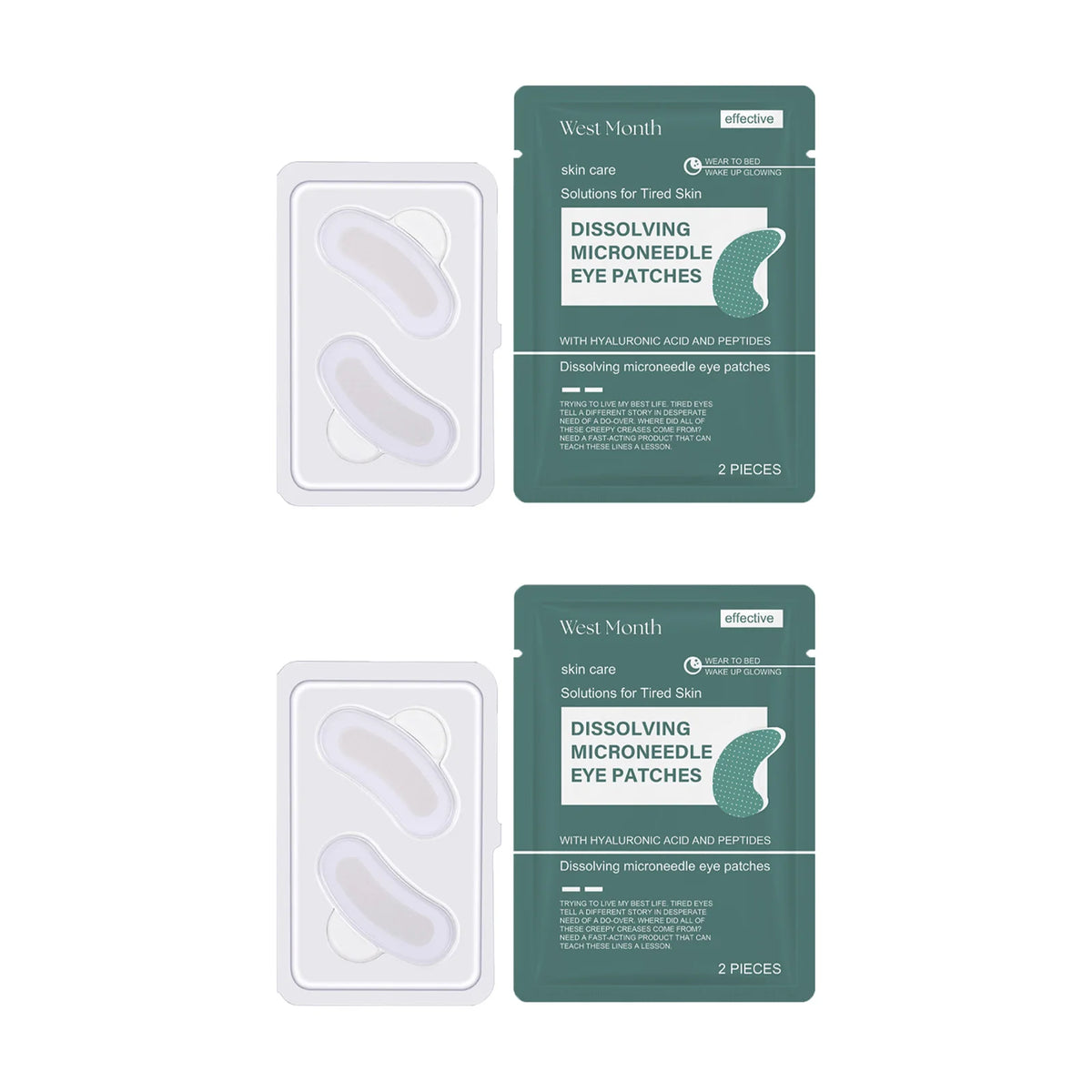 0.25mm Hyaluronic Acid Dissolving Microneedle Eye Patches Hydrogel Eye Mask for Wrinkles Dark Circles Puffiness Anti-Aging