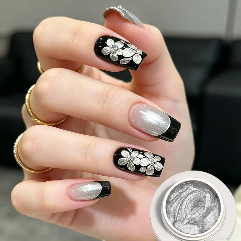 BORN PRETTY 5ml Gold Silver 3D Metal Nail Gel Polish Carving Plaster Texture Embossed Nail Gel Metal for DIY Manicure Art