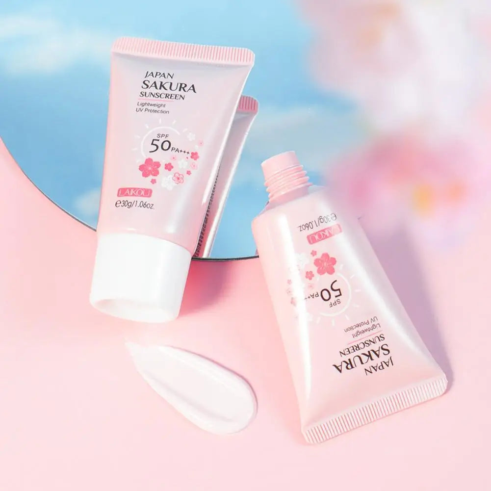 LAIKOU Japan Sakura Sunscreen SPF 50+ Brightening Sunblock Cream Face Body Moisturizing Isolating UV Protector 30g