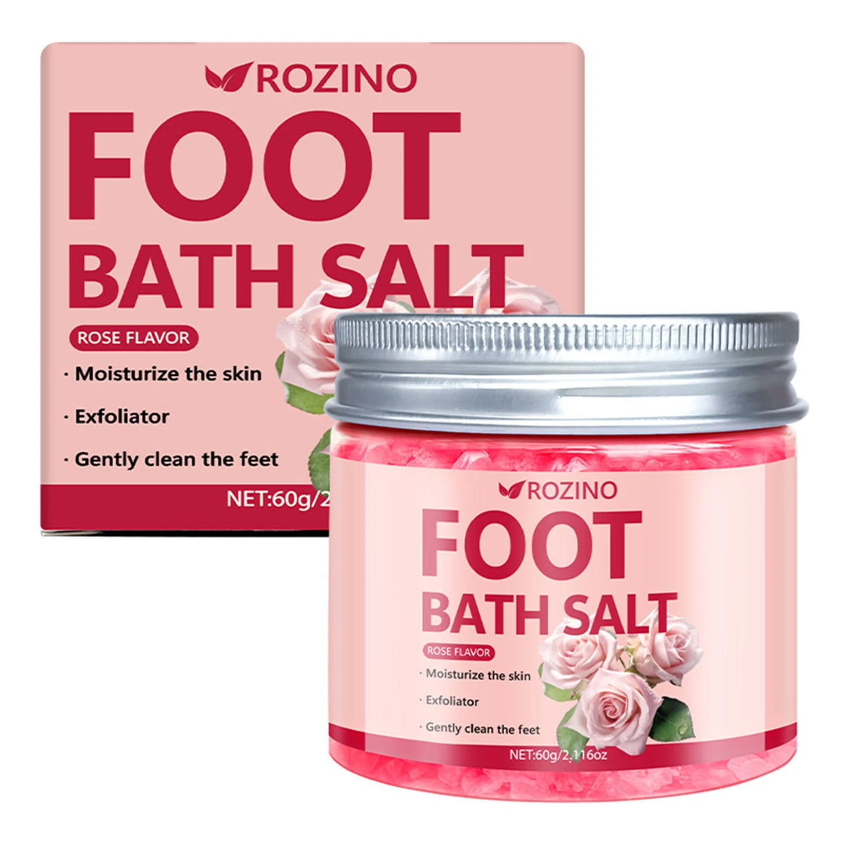 60g Rose Infused Sea Salt Bath Salt Removes Dead Skin Rich In Rose Extract Deep Cleansing Soak Salt for Manicure Pedicure