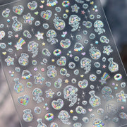 Colorful Bagful Jellyfish Bubbles Swimming Rings Rainbow Stars Ocean Starfish Self Adhesive 5D Nail Art Sticker Manicure Decal