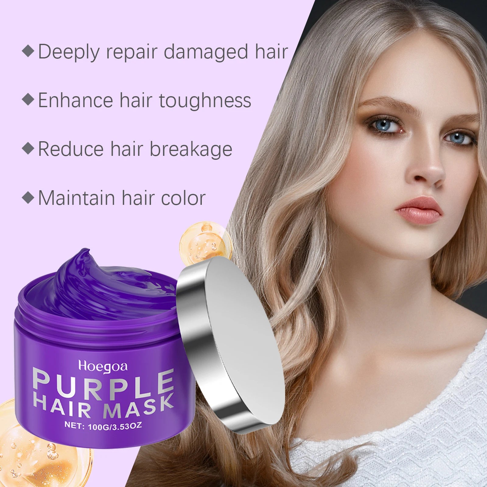 Purple Keratin Hair Mask Protein Repair Treatment For Blonde Bleached Hair Deep Hydration Nourishing Damaged Dry Frizzy Hair