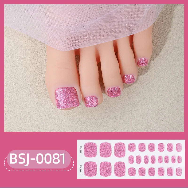 26Tips Pure Toe Gel Nail Sticker Hardens with UV Lamp Curing Waterproof Phototherapy Oil Gel Foil Nail Art Decorations