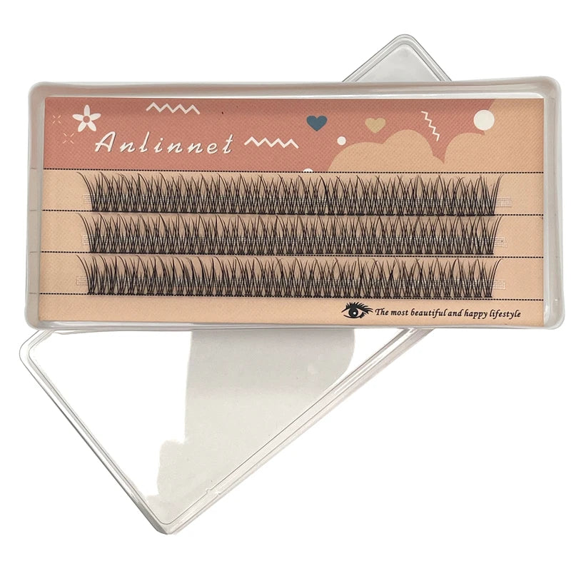 Anlinnet  M Shape Professional Makeup Individual Lashes Cluster Spikes lash Wispy Premade Russian Natural Fluffy False Eyelashes