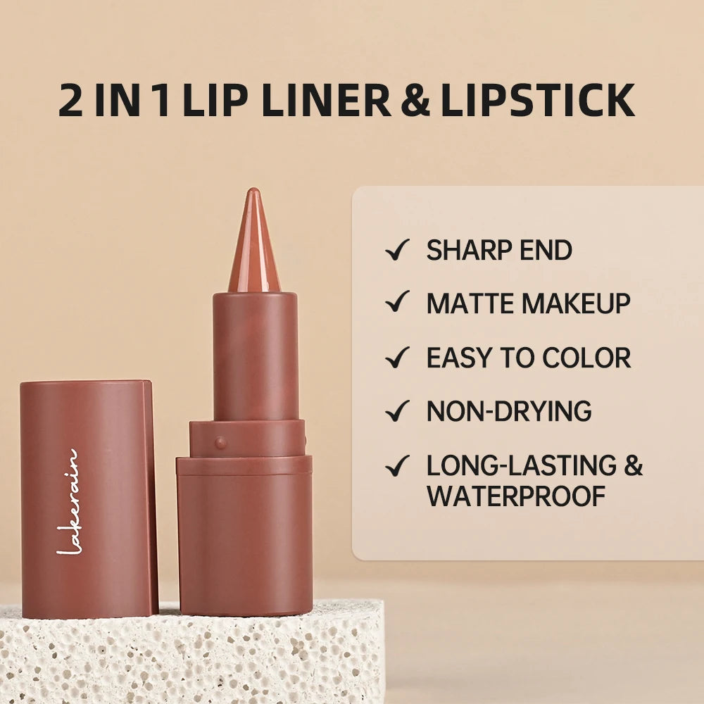 Waterproof Lip Liner Tapered Gradient Matte Black Brown Velvet Lipstick Non Sticky Contouring Tint Lipliner Crayon Lip Makeup
