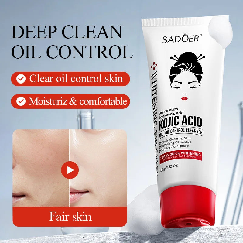 Kojic Acid Skin Care Facial Wash Mild Oil Control Deep Cleaning Moisturizing Cleansing Nonirritating Face Cleanser Face Wash
