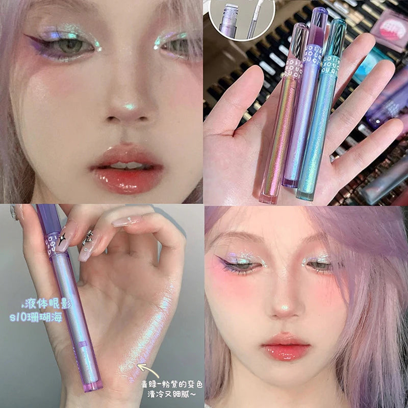 Liquid Eyeshadow Make Up,Lying Silkworm Pearly Shimmer High Light Eyeliner Pen For Music Festival,Waterproof Glitter Eye Makeup