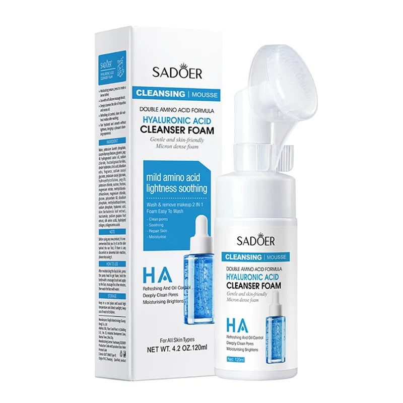 SAODER Q10 Vitamin C Facial Cleanser Face Wash Foam Anti Wrinkle Cleansing Mossee Moisturizing Brightening Facial Skin Care