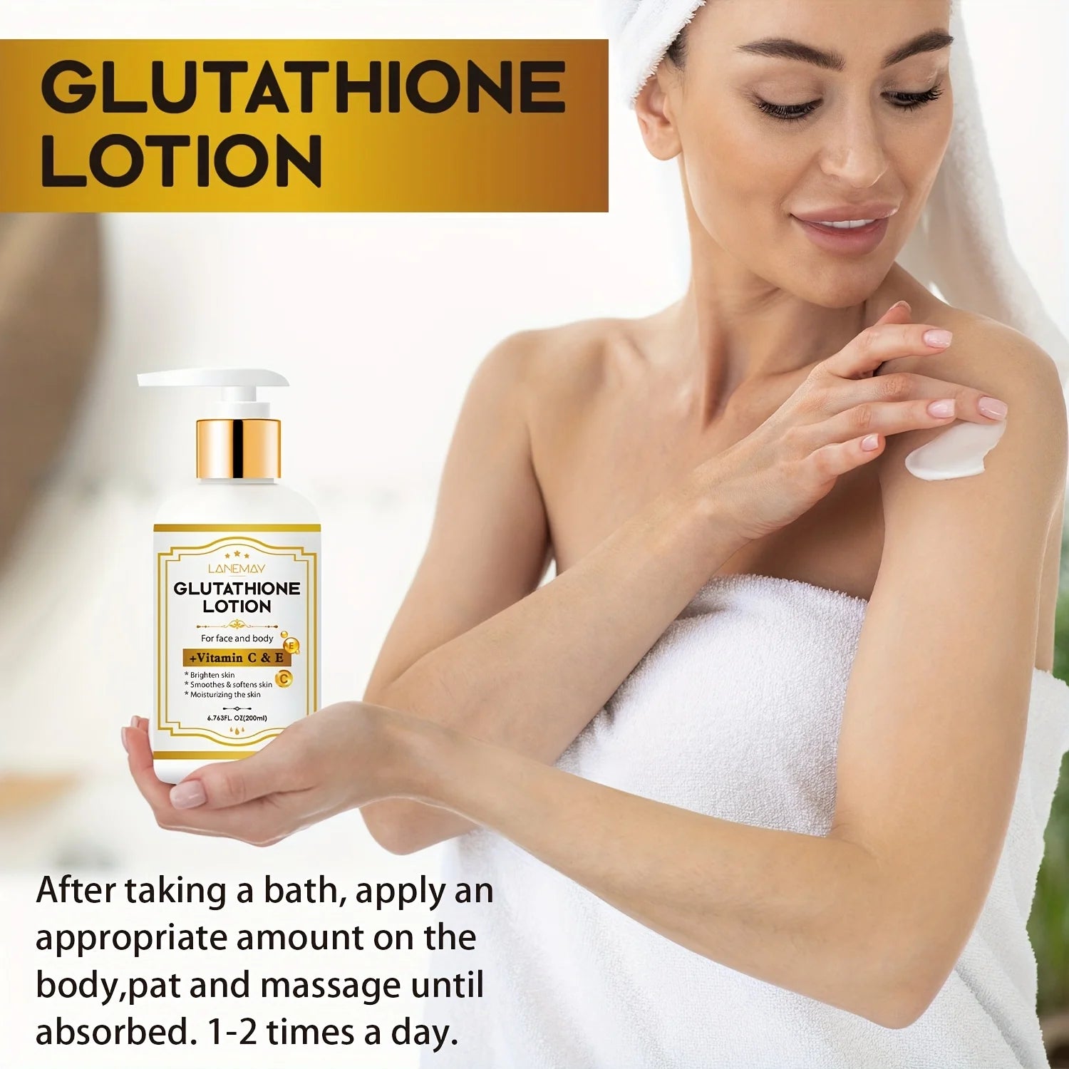 Glutathione Lotion with Vitamin C&E - Brightening, Hydrating & Face & Body Moisturizer for Dry, Cracked Light Beige,Paraben-Free
