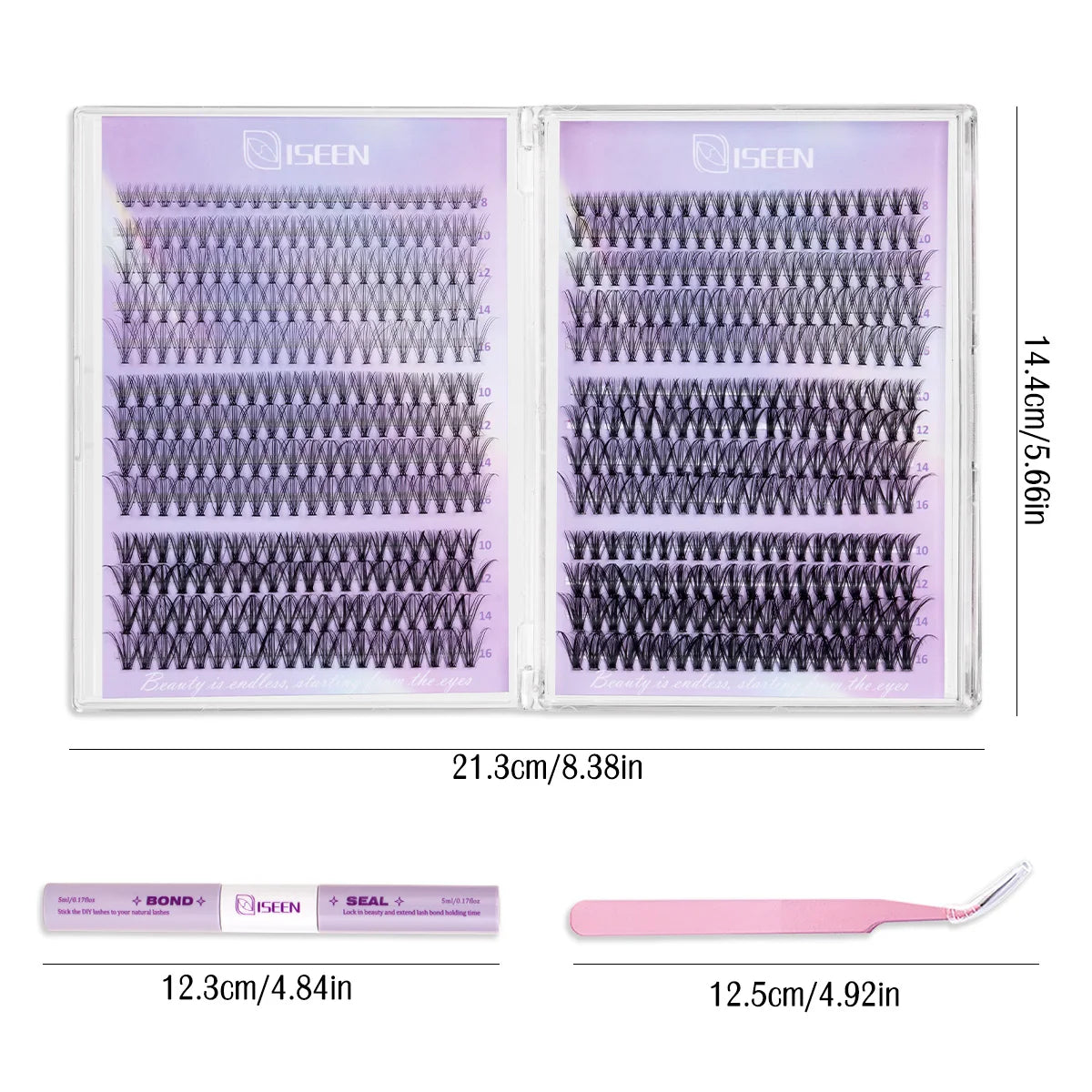 Lash Clusters Kit Wispy Lashes Natural DIY Lash Extension Kit 8-16mm C Curl Individual Lashes Cluster with Bond and Seal