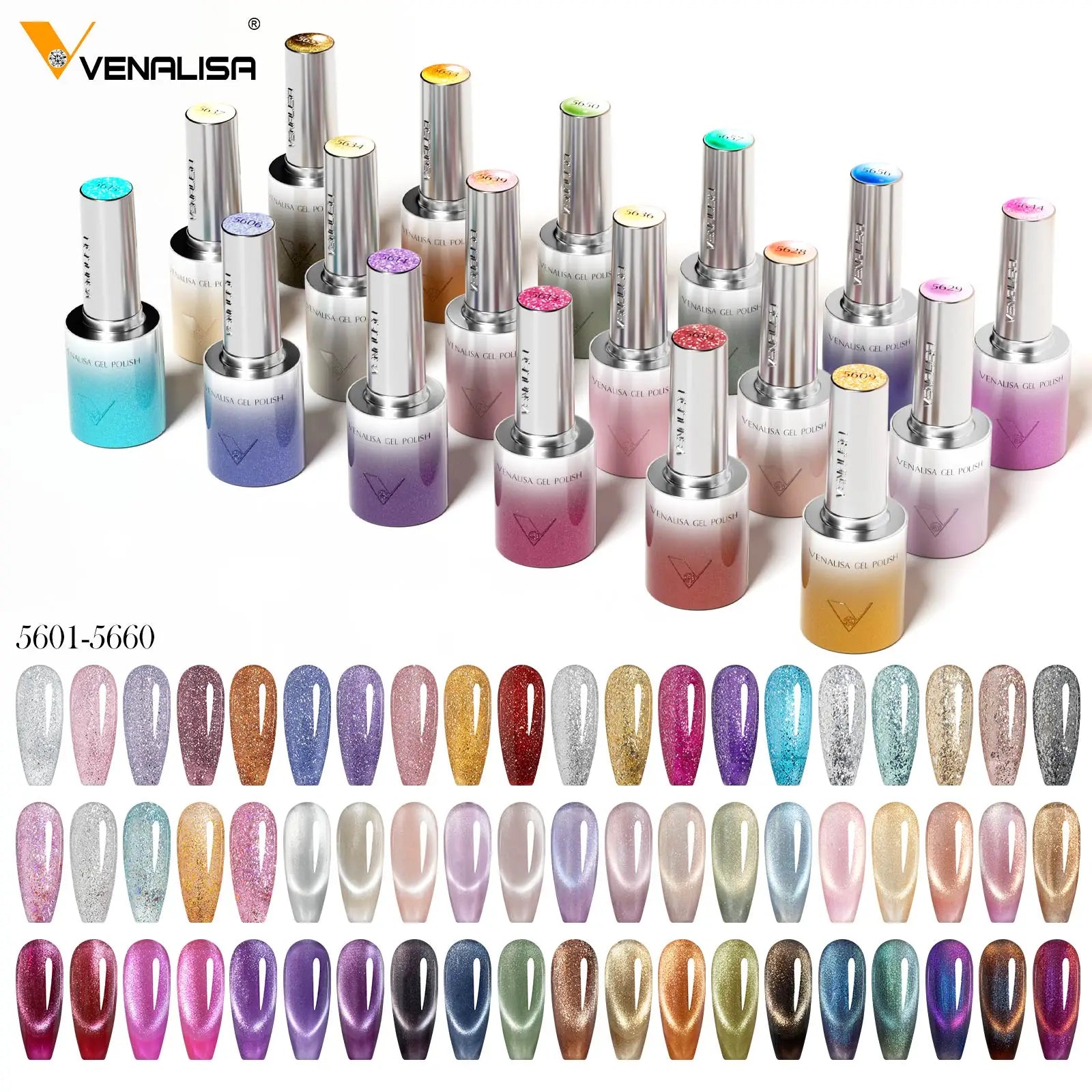 VENALISA 10ml Cat Eye Gel Nail Polish Ultra Sparkle Glitter Gel HEMA FREE TPO FREE Semi Permanent UV LED Soak Off Nail Manicure