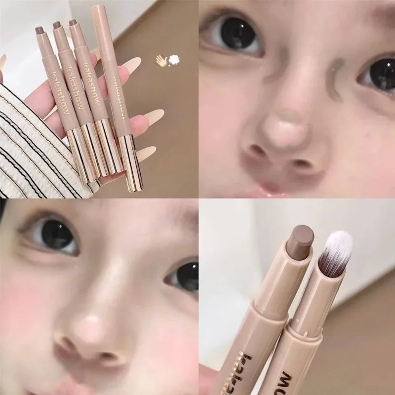2in1 Contouring Stick with Brush Long Lasting Corrector Nose Shadow and 3D Face Contouring Neutral Bronzer Makeup Stick Cosmetic