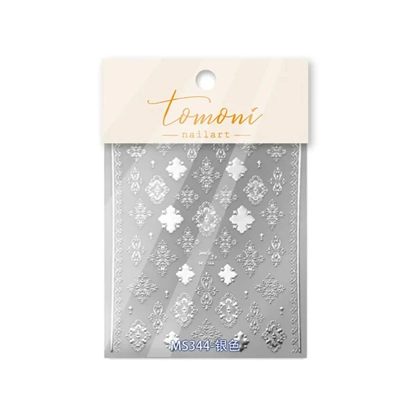 1Pcs Bronzing Nail Stickers Gold Silver Retro Bohemian Style Totems 3D Self Adhesive Nail Art Decorations Stickers Manicure Deca
