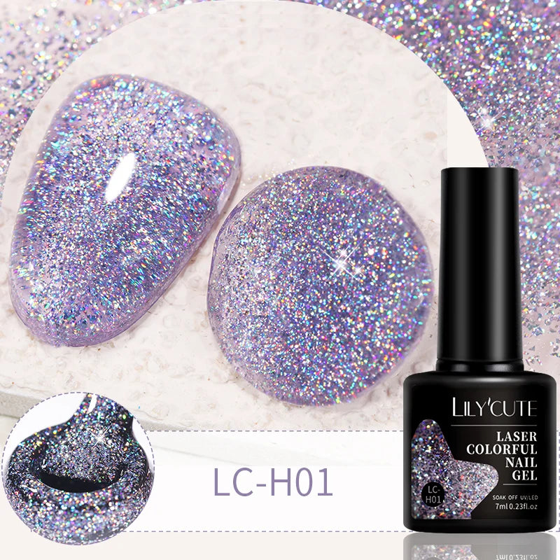 LILYCUTE 7ml 9D Black Crystal Cat Magnetic Gel Nail Polish Laser Silver Glitter Semi Permanent Manicure For Nail Art Gel Varnish