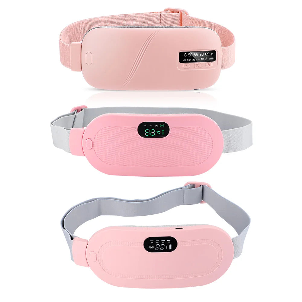 Heated Massage Warming Palace Belt Electric Period Cramp Massager for Menstrual Waist Stomach Abdominal Vibrating Heating Pad