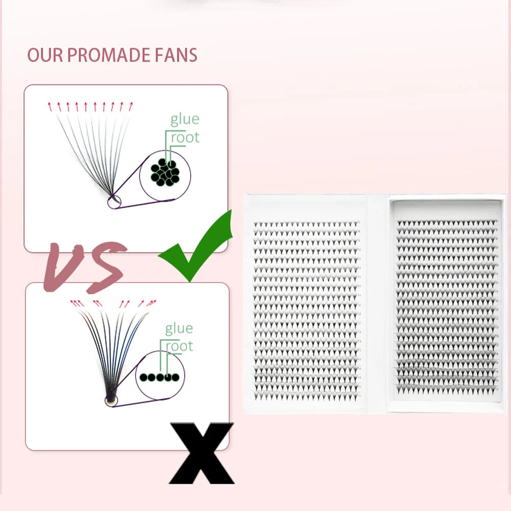800/1600 Fans Premade Volume Lashes Fan Individual Sharp Pointy Base Premade Russian Volume Fans Eyelash Extension Makeup Tools