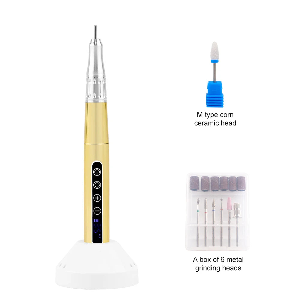 35000RPM Wireless Portable USB Pen Nail Drill Professional Rechargeable Manicure Electric Nail Cuticle File Nail Polisher Tools
