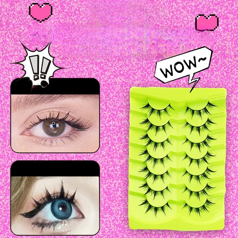 7 Pairs Doll Manga Lashes Japanese Lashes Spiky Anime Manhua Lash WetCosplay Makeup False Eyelashes