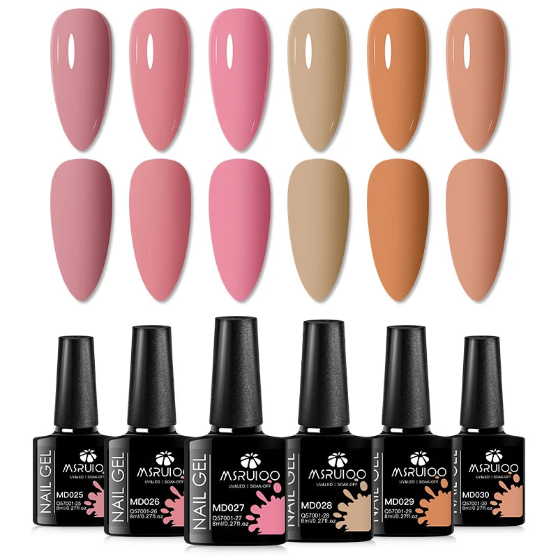 6pc All-Season Colors Gel Nail Polish Set UV LED Soak Off Nail Art Supplies Semi Permanent DIY Manicure Salon Nails Design