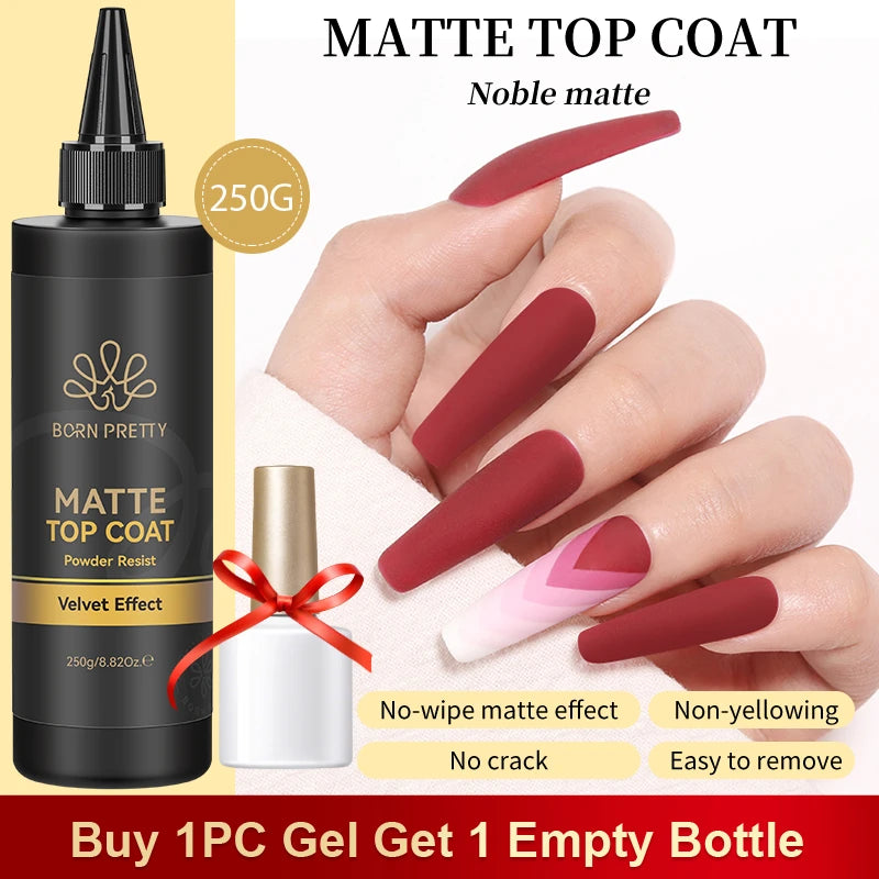 BORN PRETTY 250g Super Top Coat Base Gel Soak off UV LED Drying Long Lasting Semi Permanent Jelly Nude Pink Gel Nail Polish