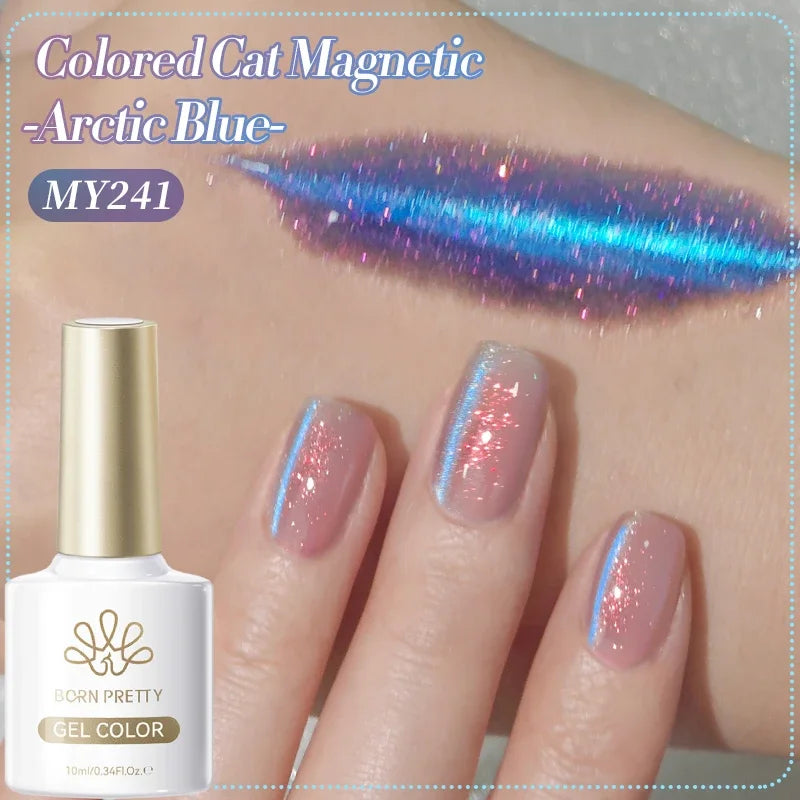 BORN PRETTY 10ml Rhine Lake Blue Cat Magnetic Gel Dark Blue Glitter Soak Off UV Gel Nail Art Varnish Manicure Nail Art Salon