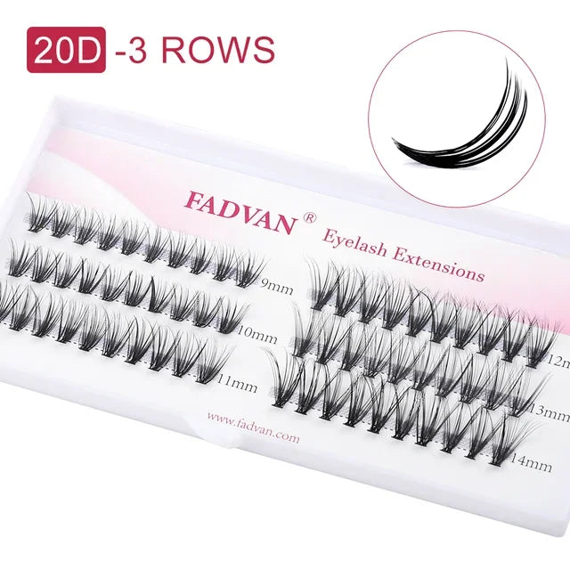 Fadvan Individual Cluster Lashes Faux Mink Premade Volume Fan Eyelash Extension Heat Bonded Cluster Lash Self-grafting Supplies