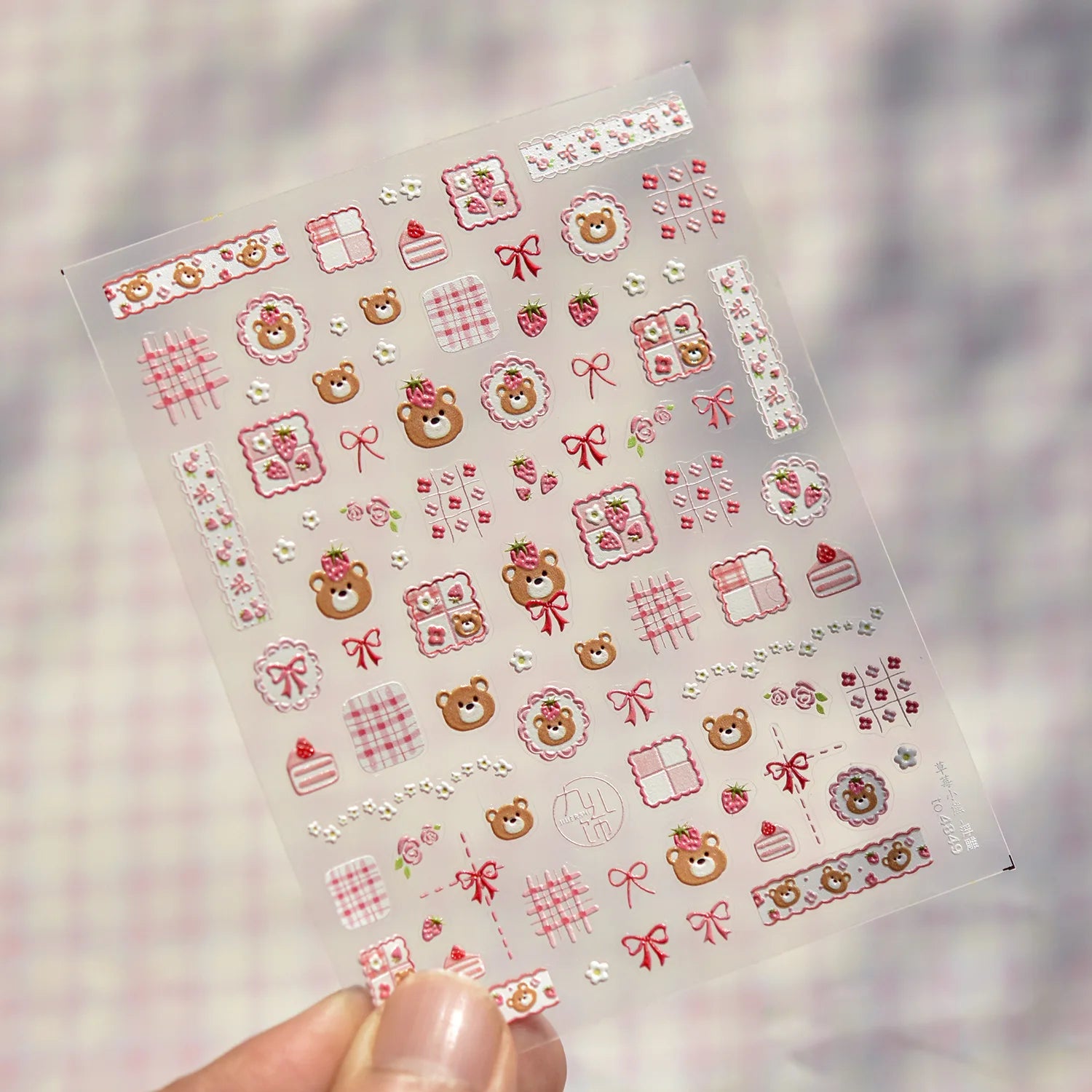 1pcs Japanese Cute Graffiti Lines Nail Art Stickers 5D Embossed Butterfly Rabbit Nail Art Accessory Stickers Self Adhesive Decal