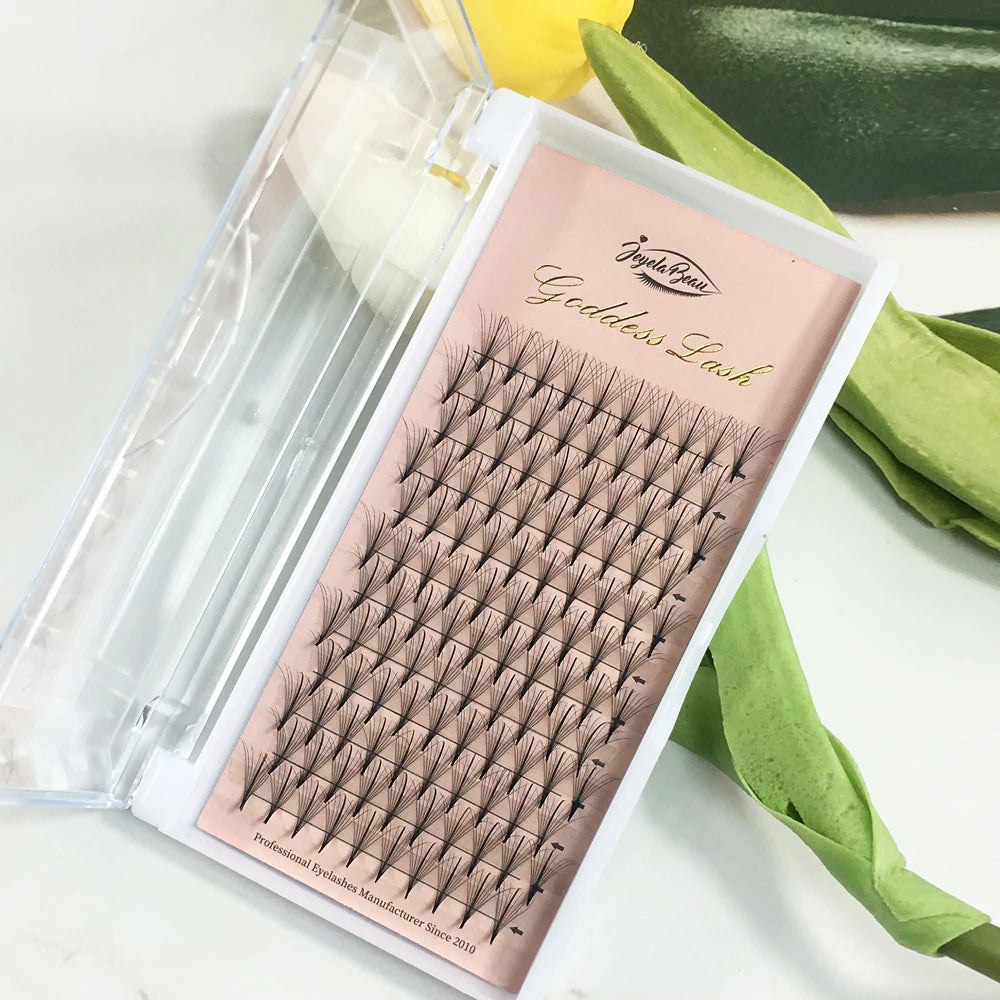 Goddess 9D/13D Premade Wispy Fan Lashes Russia Volume Fans Eyelash Extension Individual Sandwich Faux Mink Eyelashes  Cluster